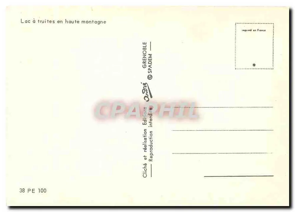 Lago con truchas en alta montaña — Ediciones Grenoble — n. 38 PE 100 - Reverso