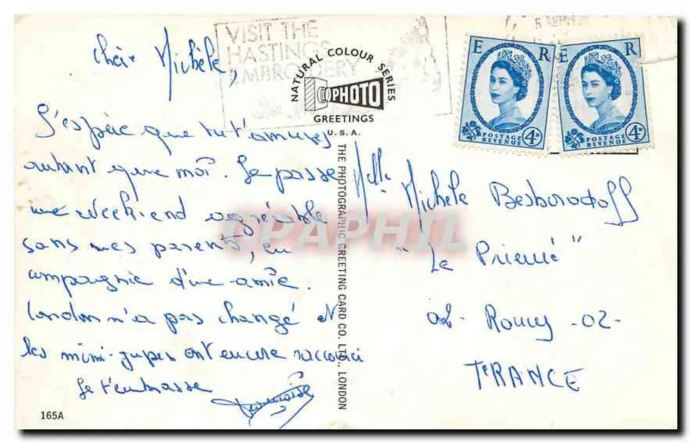 लंदन - पैनोरमा दृश्य बिग बेन और पार्लियामेंट के साथ - द फोटोग्राफिक ग्रीटिंग कार्ड कंपनी लिमिटेड - पीछे