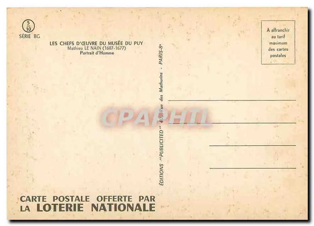 Mathieu Le Nain — Portrait eines Mannes — Éditions des Mathurins, Serie BG - Rückseite