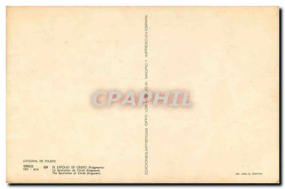A Spoliaçāo de Cristo (fragmento) — obra de Tintoret — editor Ediçōes Artísticas Offo, Madrid - Verso