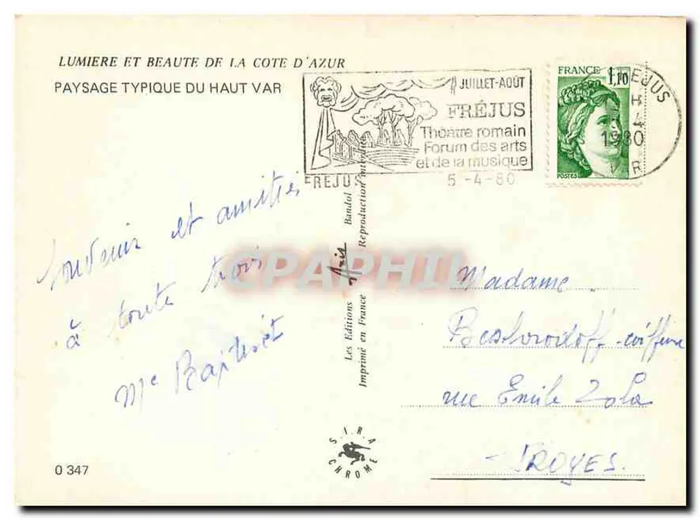Typisches Landschaftsbild des Haut Var — Fréjus — Les Éditions Bandal - Rückseite