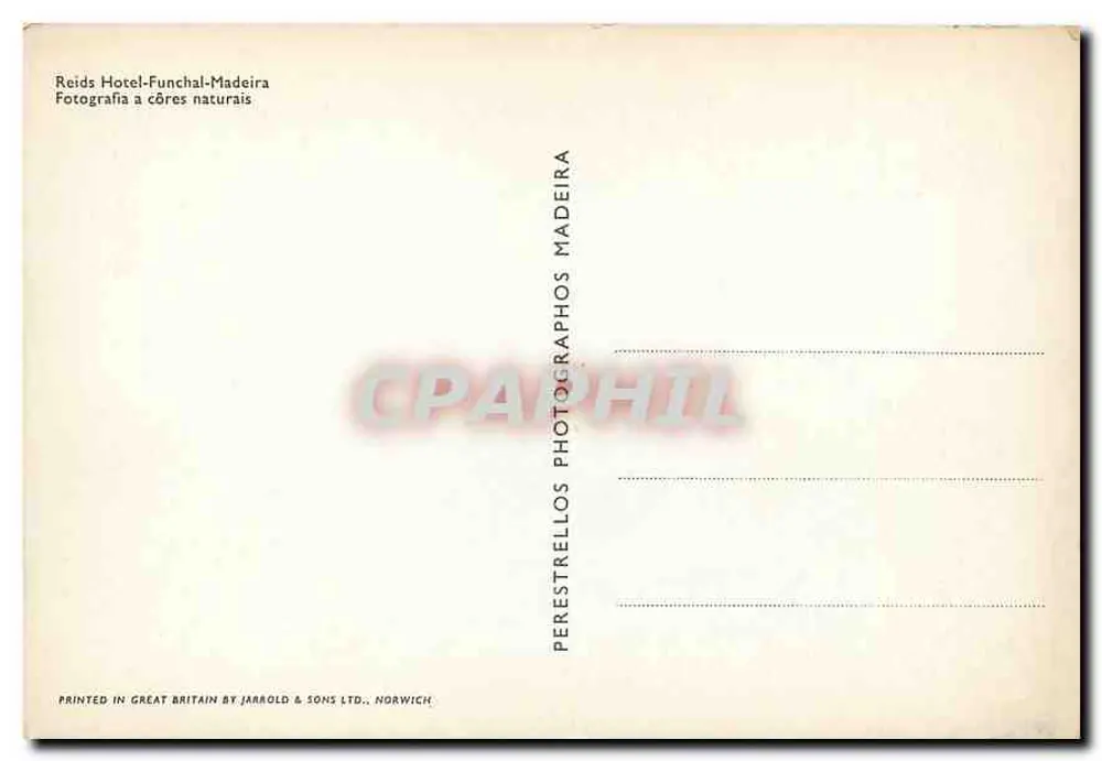 Reids Hotel - Funchal - Madeira — publisher Perestrello & Sons Ltd., Norwich - Back