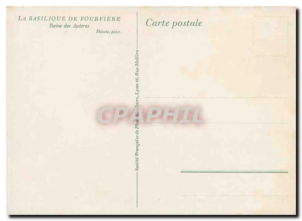 Vidro de la Basílica de Fourvière — Rainha dos Apóstolos — Sociedade Francesa de Décote, Lyon - Verso