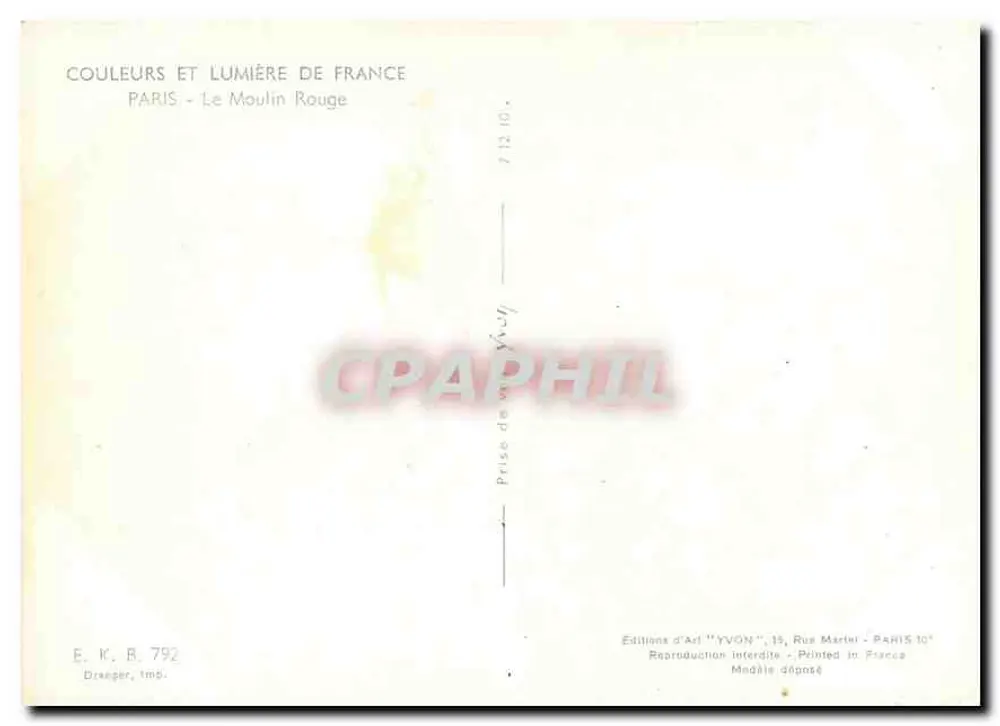 Le Moulin Rouge — Paris — Éditions d'Art YVON - Rückseite