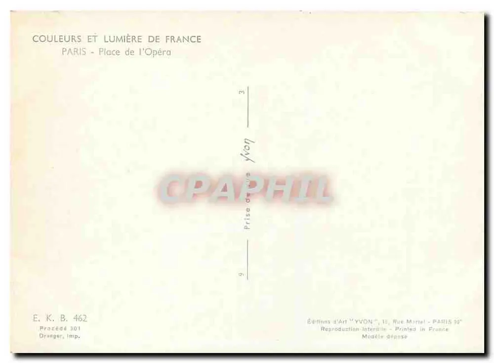 Place de l'Opéra — Paris — Éditions d'Art YVON - Rückseite