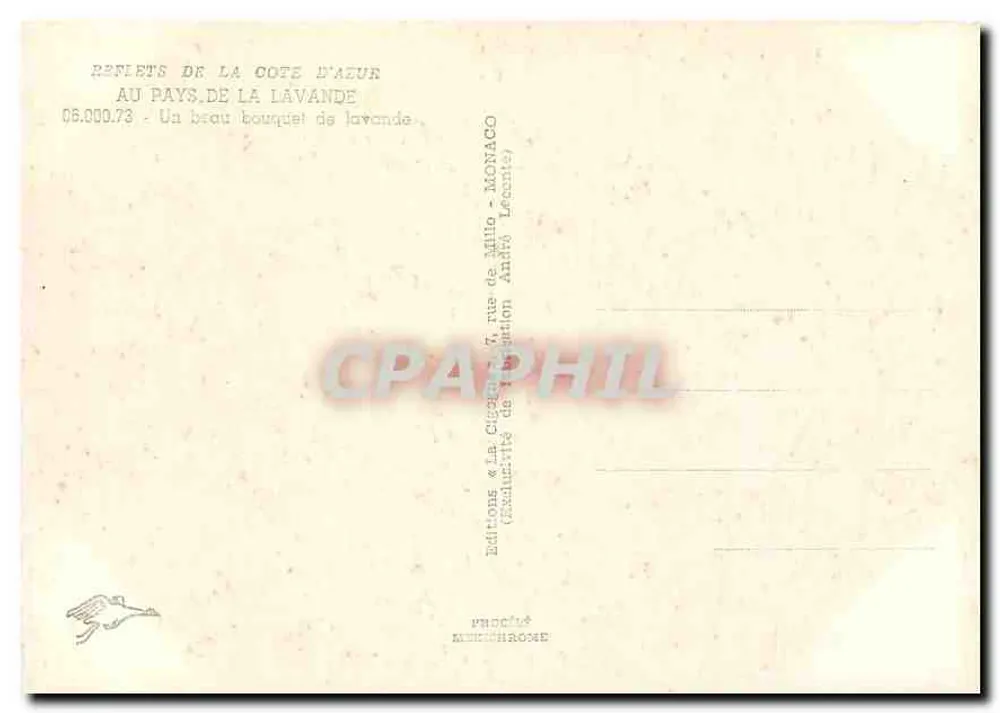 Pays de la Lavande — Monaco — Éditions & La Cigogne, 7, rue de Milan - Monaco - Verso