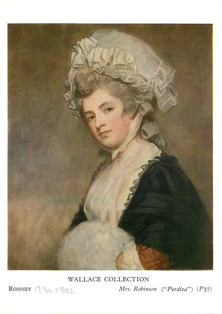 मिस रॉबिनसन ("पर्डिटा") का चित्र - रोमनी (1734-1802) द्वारा बनाया गया - वॉलसेस कलेक्शन, श्रृंखला P37 - आगे