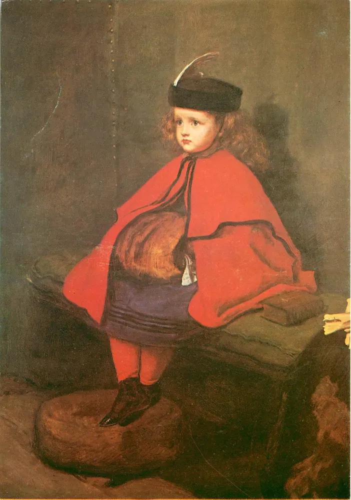 Criança com capa vermelha — retrato de Sir John Millais — editor The Medici Society Ltd., Londres, n° P.C.1513 - Frente