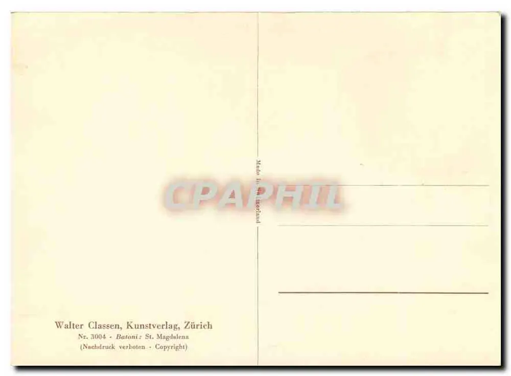 Santa Magdalena — pintura de Battoni — editor Walter Classsen, Zürich - Verso