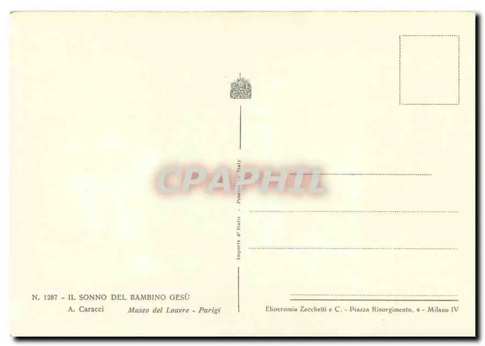 Der Schlaf des Jesuskindes — A. Caracci — Edition Eliocromia Zacchetti & C., Mailand - Rückseite