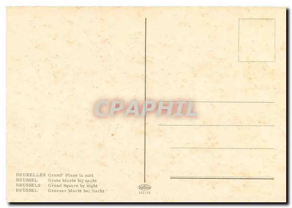 Bruselas - Grand' Place de noche — editor H. Léonard, n° 922/35 - Reverso