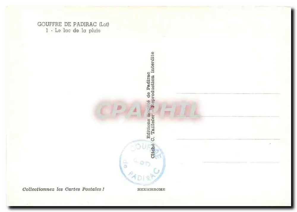 Gouffre de Padirac — Der Regensee — Éditions C. Tallerier - Rückseite