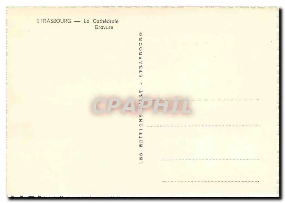 Strasbourg — A Catedral — Gravura — Éditions D'Art Strasbourg - Verso