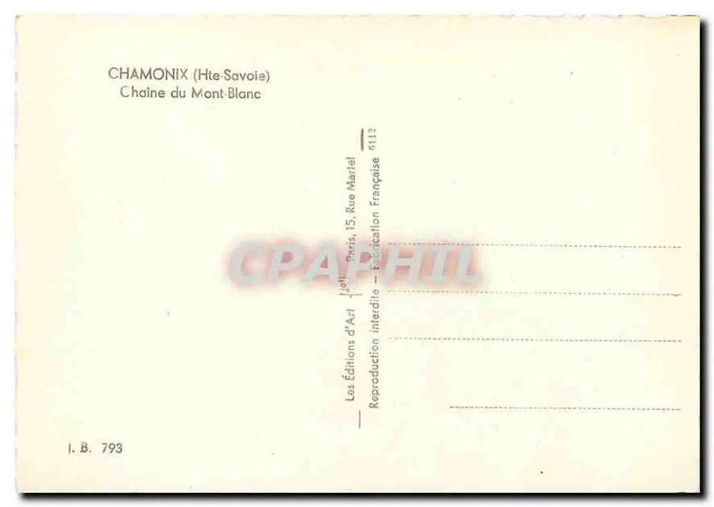 Chamonix (Alta Saboia) — Cadeia do Monte Branco — Edições d'Art, Paris - Verso