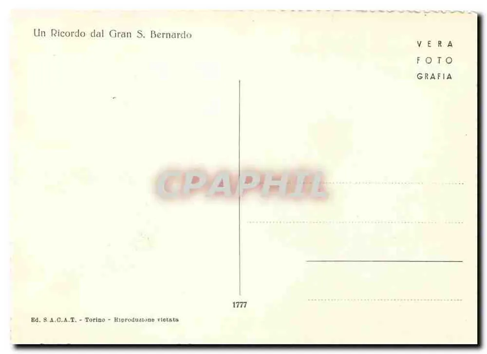 Grande São Bernardo — editor S.A.C.A.T. Torino — n° 1777 - Verso