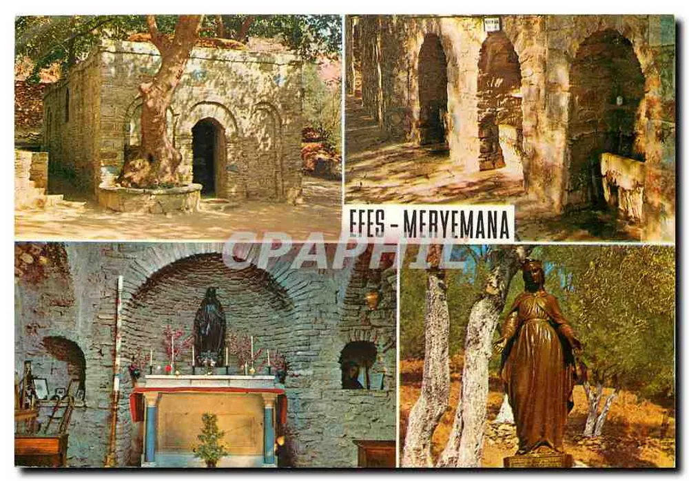 Efes - Meryemana — view of the chapel, arches, an altar and a statue — publisher Keskin Color - Front