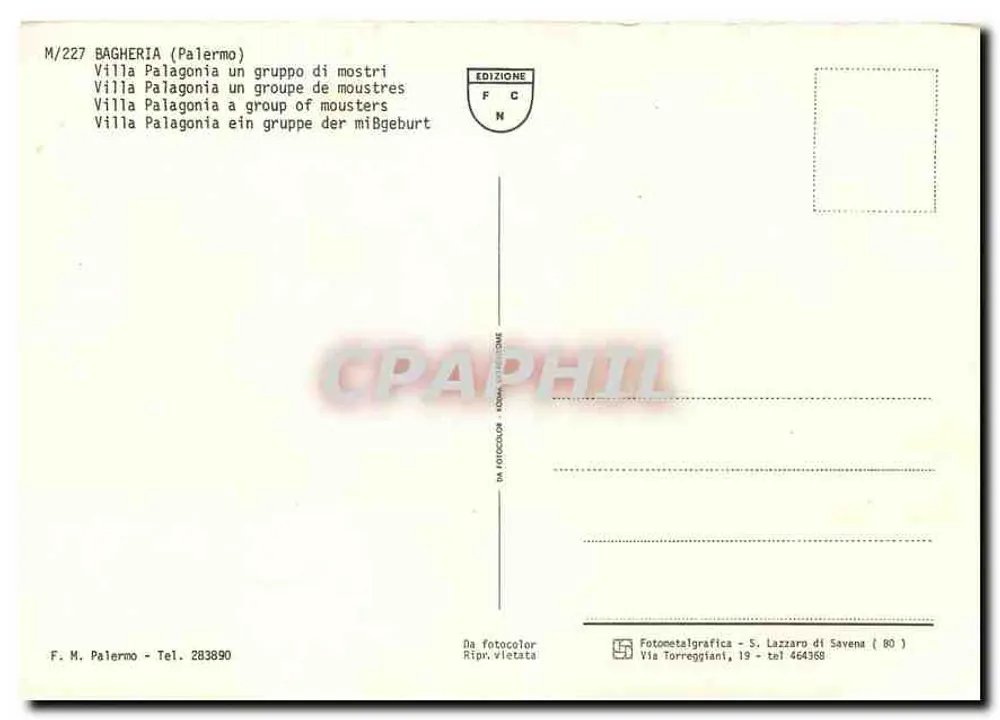 Villa Palagonia — Gruppe von Monstern — Edition F.C.N. Nr. M/227 - Rückseite