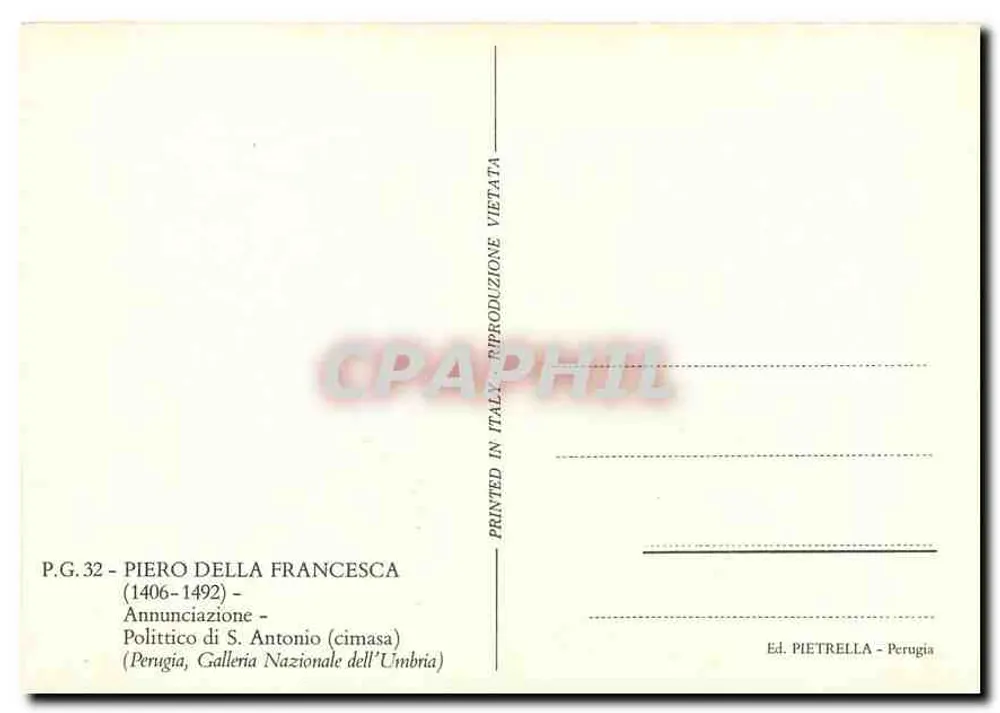 Annonciation — Polittico di S. Antonio (cimasa) — Ed. PIETRELLA - Perugia - Verso