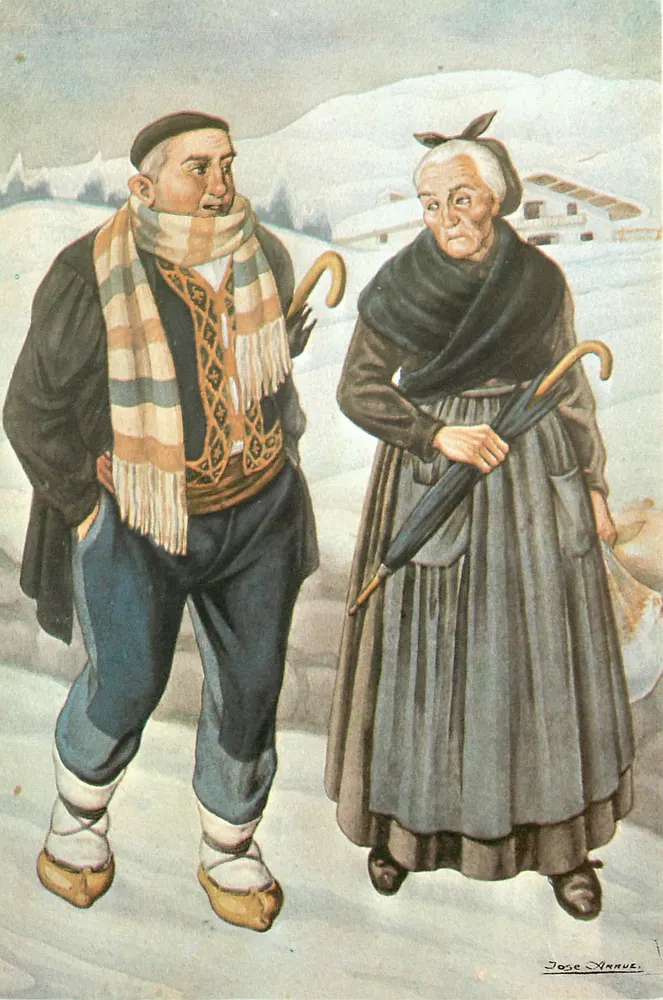 Duas pessoas nevadas — cena de rua — José Arrue, n°4 - Frente