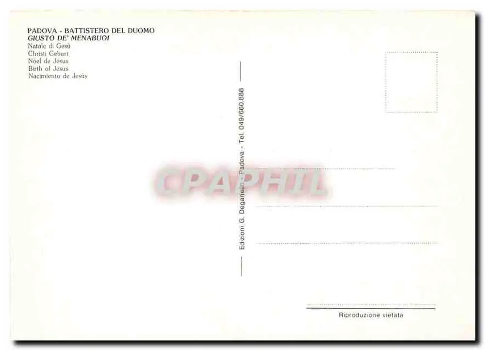 Geburt Jesu — Fresko aus dem Baptisterium des Duomos in Padua — Editions G. Deganbui - Rückseite
