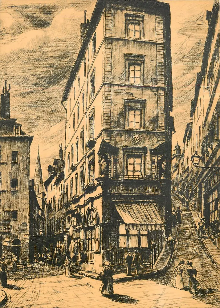 Lyon z przeszłości — Wejście na ulicę Saint-Georges i Montée du Gourguillon w 1895 — Wydawnictwo Hachette Lyon - Awers