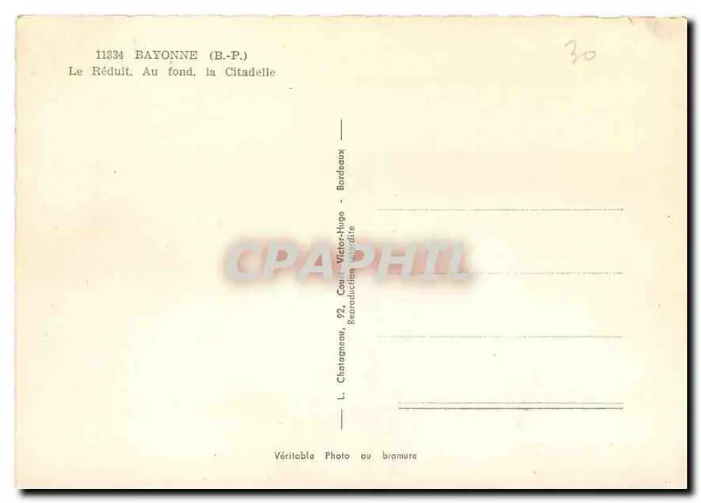 Le Réduit — Bayonne (B.P.) — L. Chalagneau, Bordeaux - Rückseite