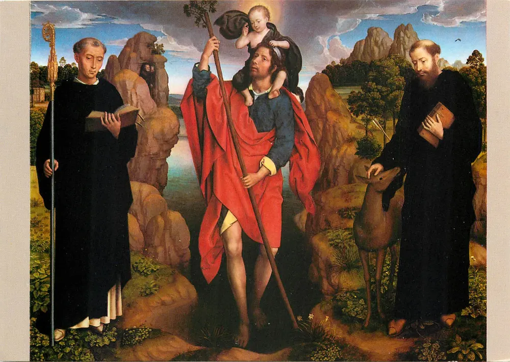 São João Batista carregando o Menino Jesus — triptyque de Jan Memling (†1494) — editor AVM, n° de série O.91-95.I.d. - Frente