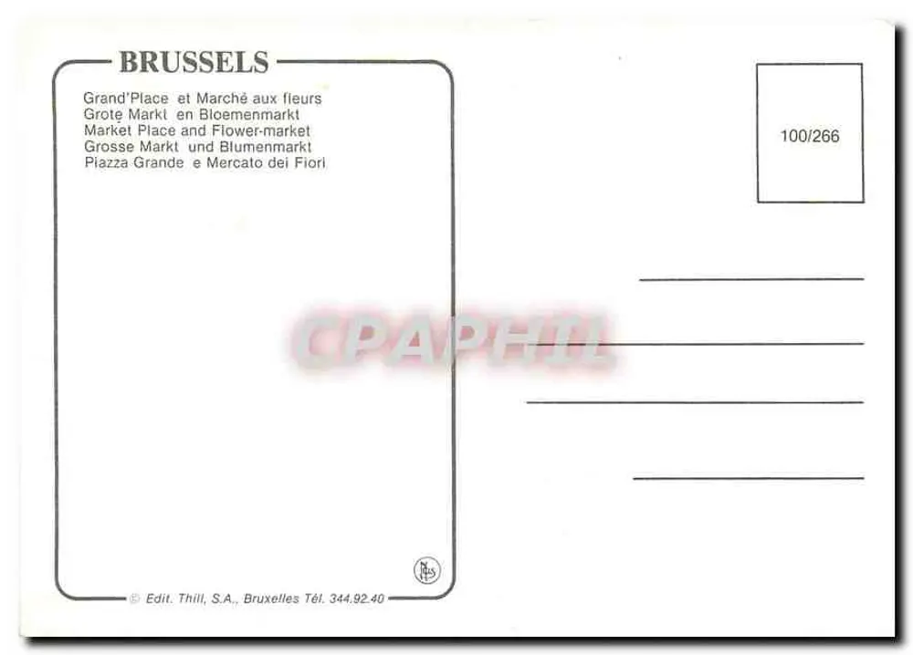 Brussel - Grote Markt en Bloemenmarkt — Edit. Thill, S.A. n°100/266 - Achterkant