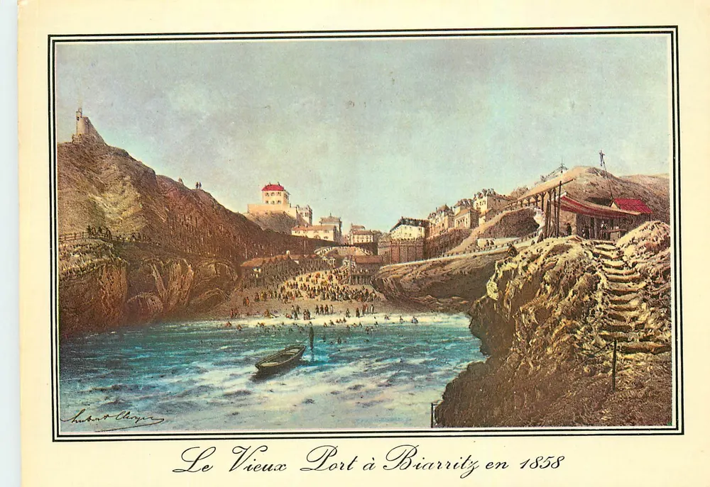 O Velho Porto em Biarritz em 1858 — gravura de Hubert Chayre — edição N°4796 - Frente