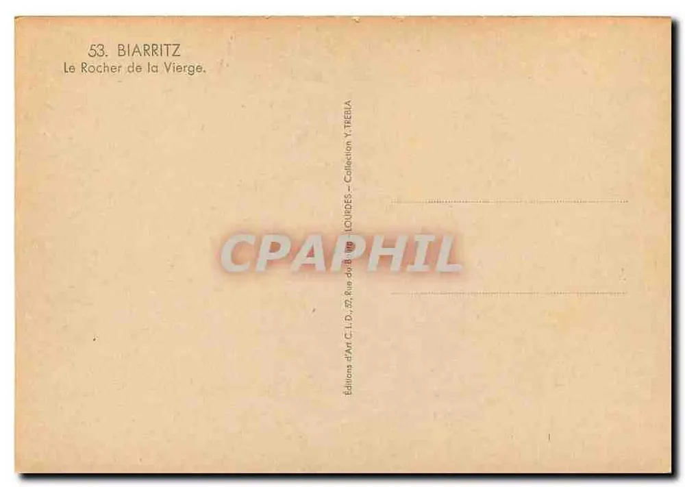 Biarritz — Le Rocher de la Vierge — Y. Trebla - Verso