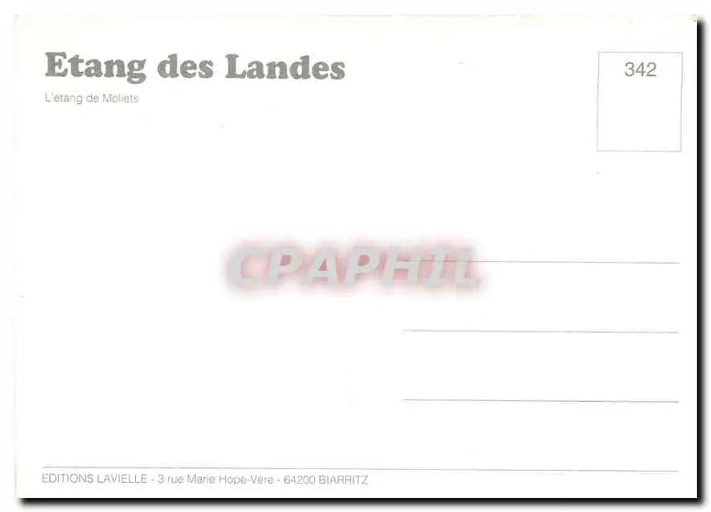 Lago das Landas — O lago de Moliet — Edições Lavielle, n°342 - Verso
