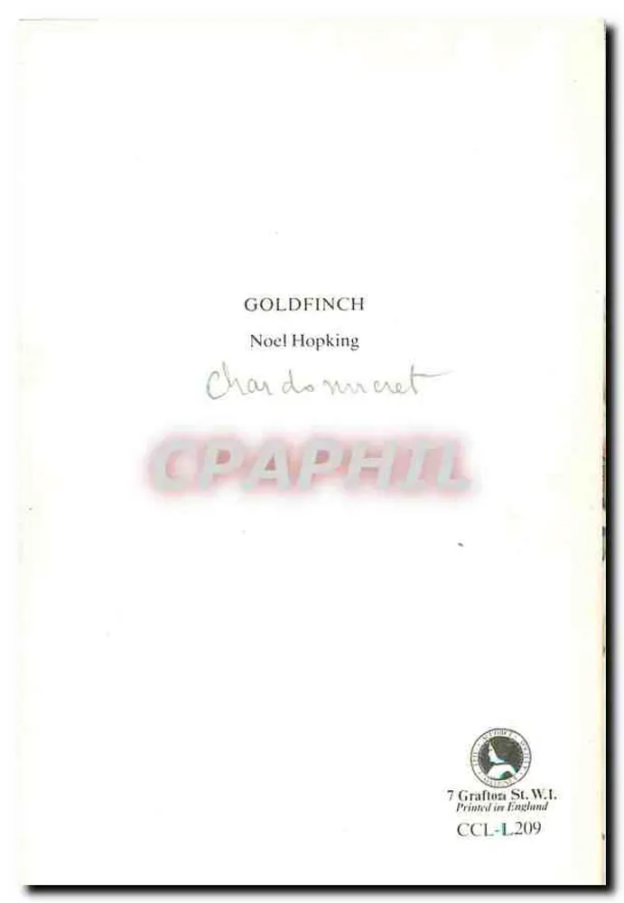 Złoty pisklę — na kandelabrze — Noel Hopking, CCL-L.209 - Rewers