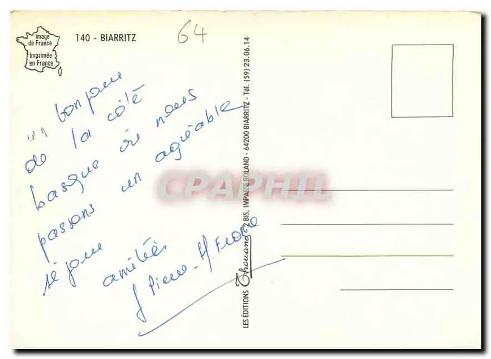 Biarritz — Strände und Felsen — Éditions Chouanne, n°140 - Rückseite