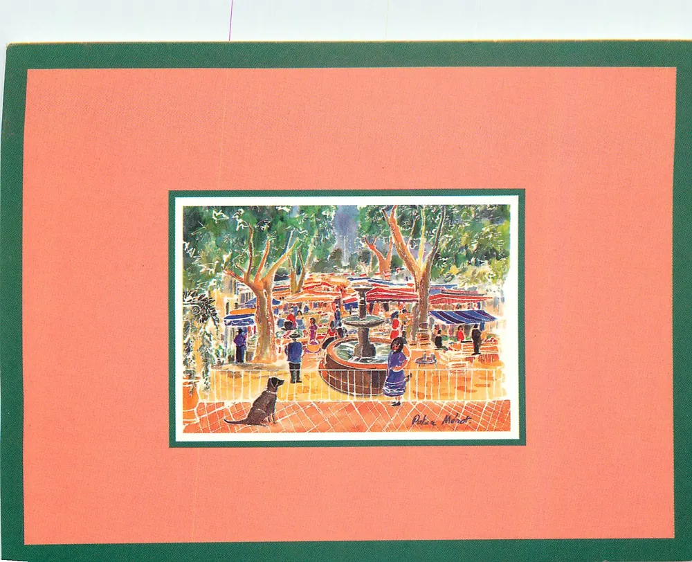 프로旺스의 샤프트 광장 — 활기찬 시장 — P. Merot의 수채화, 시리즈 A-20 - 앞면