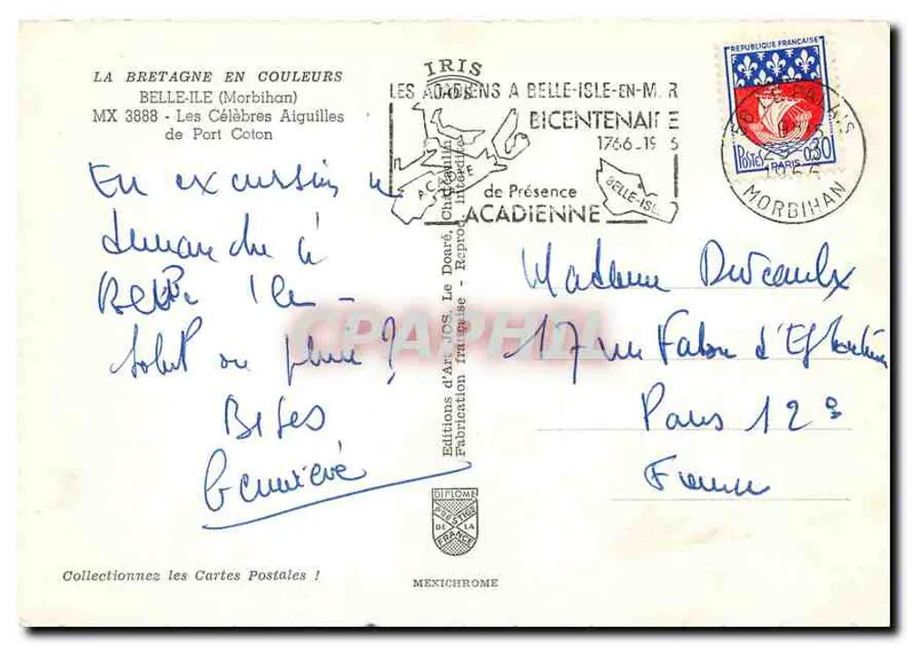 Die berühmten Needles von Port-Coton — Belle-Île-en-Mer — Éditions d'Art JOS - Rückseite