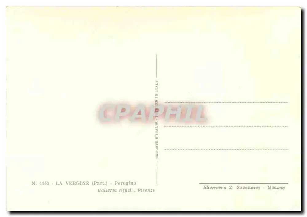 A Virgem (Part.) — Perugino — Editor Z. Zacchetti, Milão - Verso