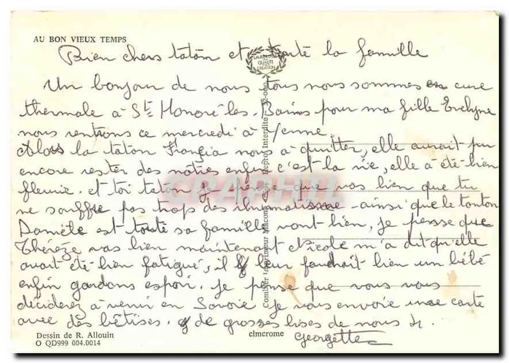 No bom velho tempo... — publicidade nostálgica para as senhoras — desenho de R. Allouin - Verso