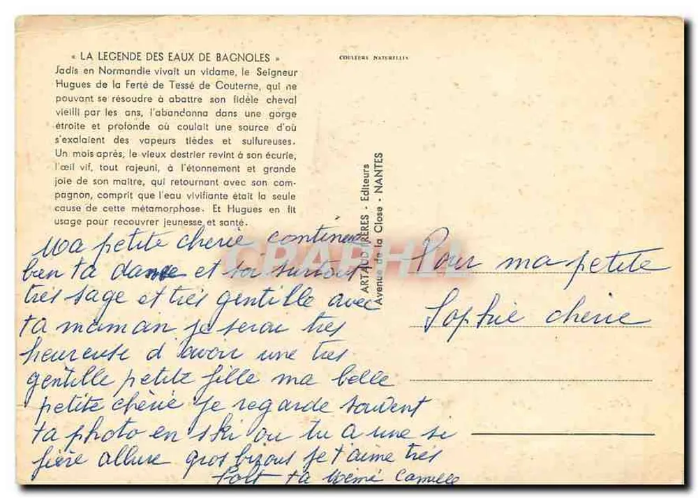 A Lenda das Águas de Bagnoles — Gaby — Editores Art & Naturelles, Nantes - Verso