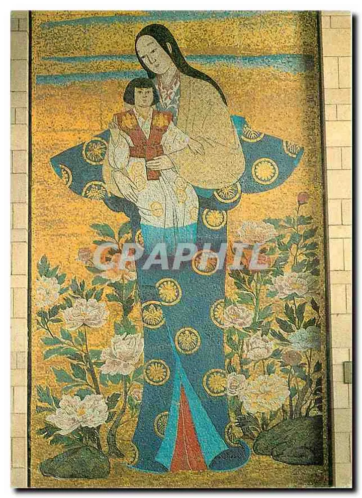 Madona com o Menino nas flores — Mosaico, Lukas Haségawa, Japão - Frente