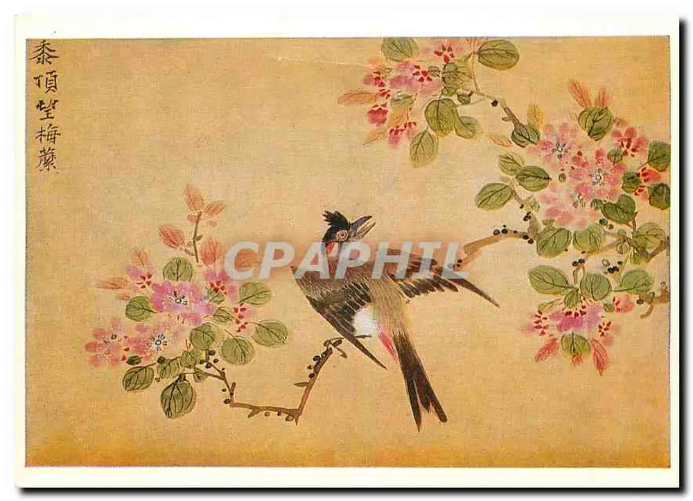 Uccello su ramo fiorito — Pittura cinese — Li Youen Kien, serie 706 - Recto