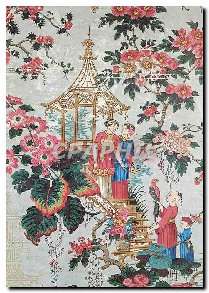 Chinesischer Garten mit Pagode und Figuren — Wandtapete — Manufacture Riottot et Pacon, Paris, 1855-1860, n° PP 40 - Vorderseite