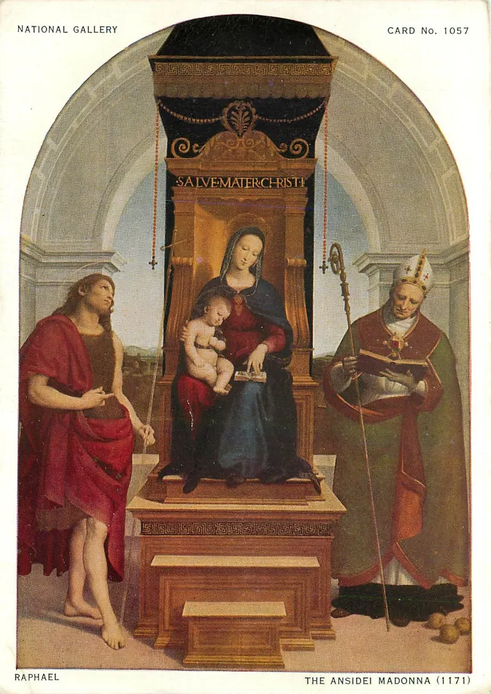 A Virgem com o Menino e o santo Ansidei — obra de Raphaël — National Gallery — carta n° 1057 - Frente