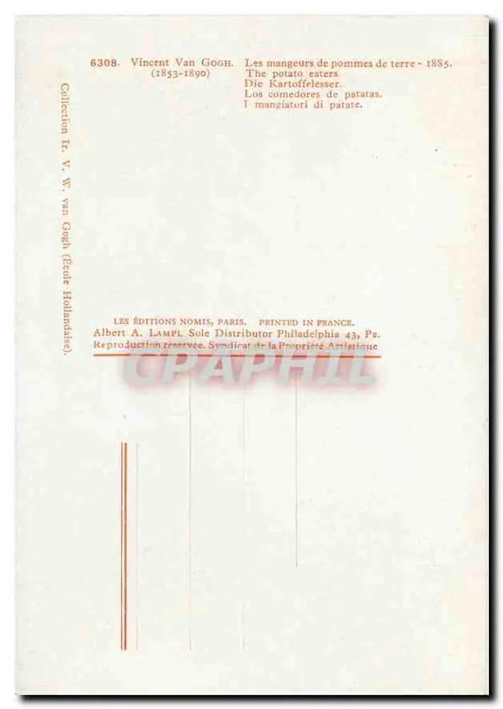 Die Kartoffelfresser — 1885 — Éditions Nomis, Paris, Nr. 6308 - Rückseite