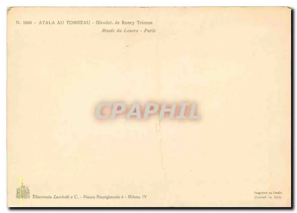 Atala am Grab — Girodet de Roncy Trionson — Ausgabe Zacchetti & C. Mailand - Rückseite