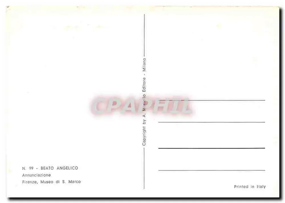 Annonciation — Beato Angelico — Éditeur A. Martello, Milan - Verso
