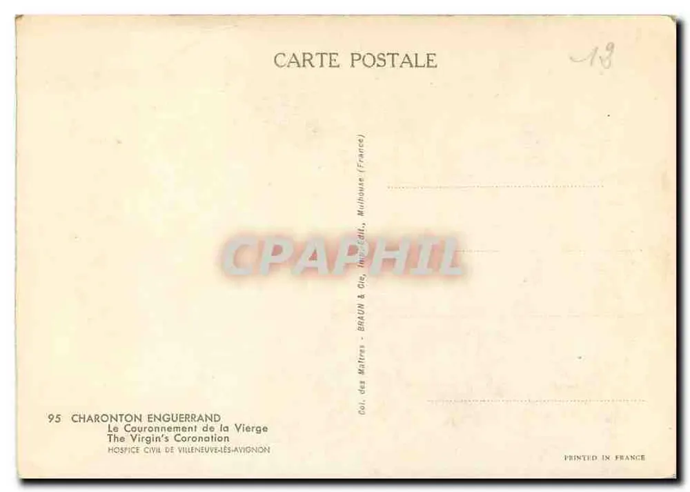 A Coroação da Virgem — cena religiosa — editor BRAUN & Cie, Mulhouse - Verso