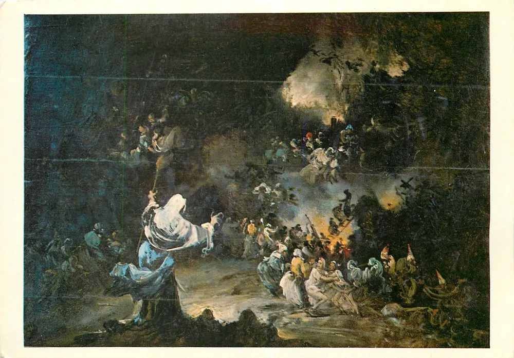 Sabbat — nächtliche Szene mit Tänzerin und Feuer — Éditions Lucas Y Padilla - Vorderseite