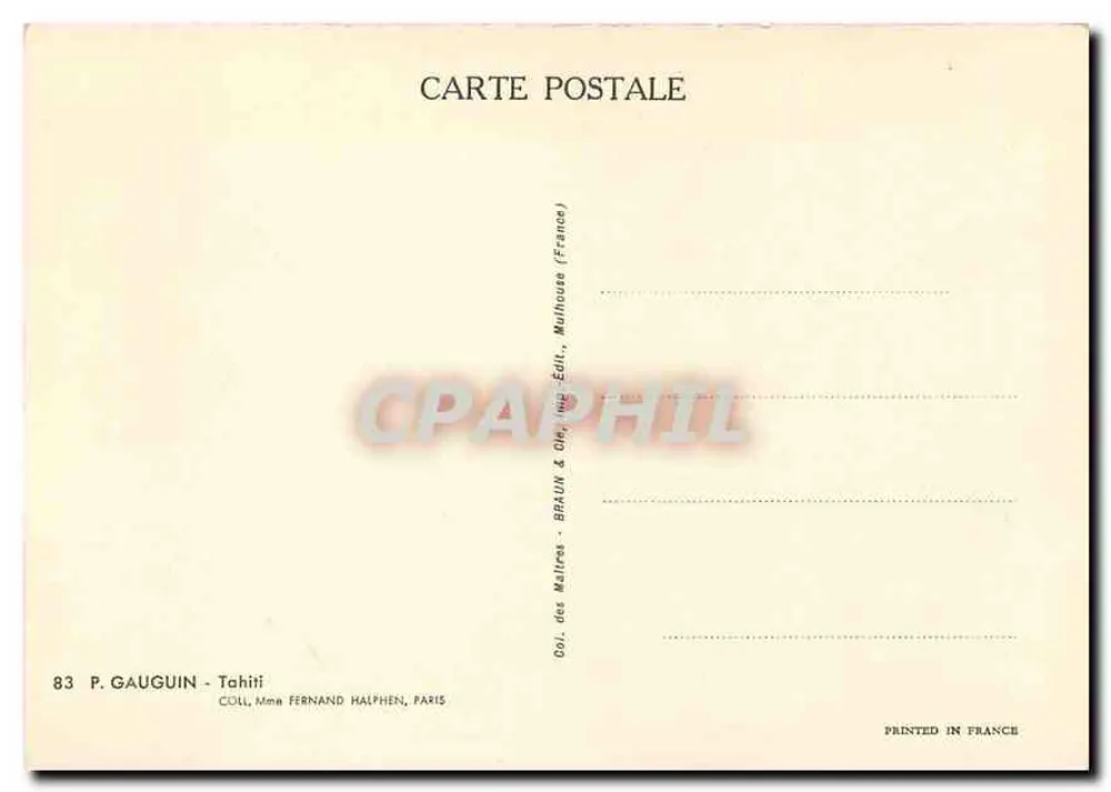 P. Gauguin - Tahiti — Coleção Mme Fernand Halphen — n°83 - Verso
