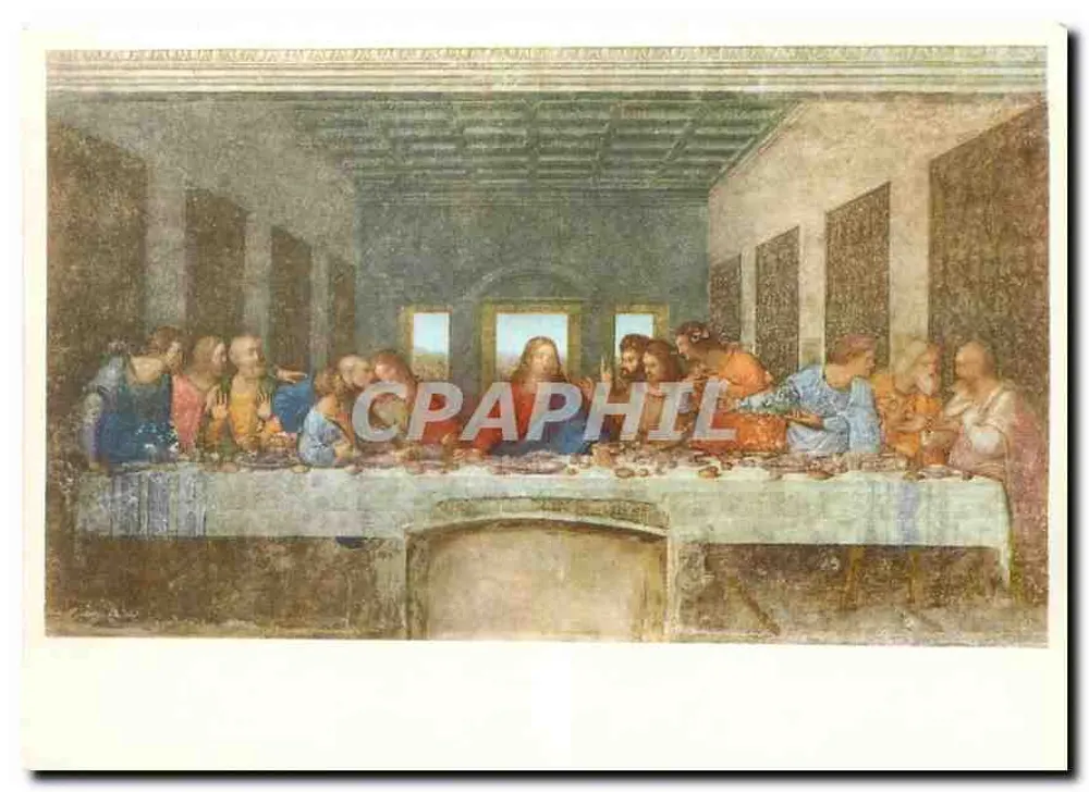 O Jantar de Pedro — reprodução da pintura de Leonardo da Vinci — editor VERLAG LEOPOLD WETTINGEN / SCHWEIZ - Frente