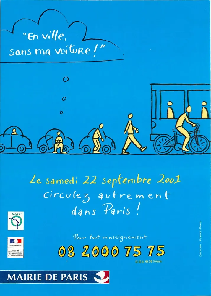 Operação «Na cidade, sem meu carro!» — Paris, sábado, 22 de setembro de 2001 — Prefeitura de Paris e RATP - Frente